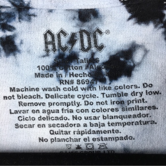 AC DC Back in Black Tie Dye Tee Shirt 100% Cotton Size Small - Picture 4 of 7